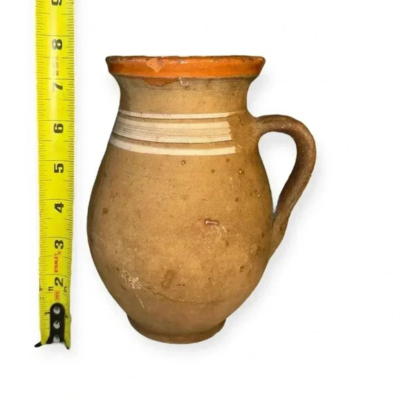 Vintage terracotta Clay Jugs with Handles - Rustic Handmade Pottery Set of 2 - Picture 5 of 11